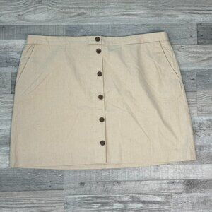 J. Crew NWT Beige Button Front Skirt Linen Blend F6